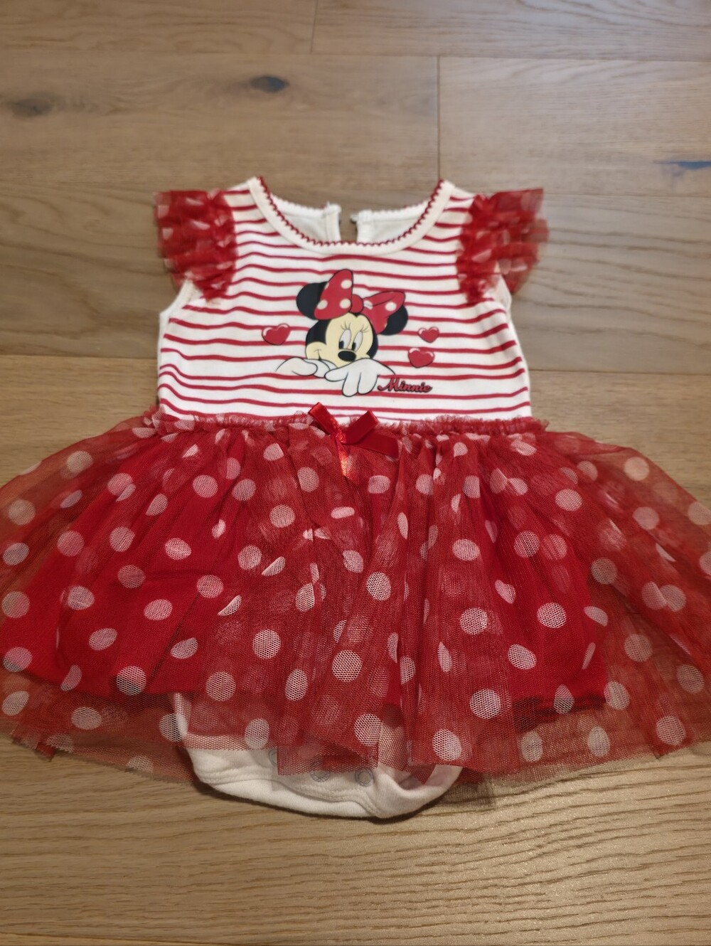 Disney Red and White Striped Baby Dress with Ruffle Trim